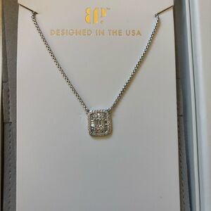 Lumina: Pageant of Pave: Rhodium and CZ Necklace with Pendant